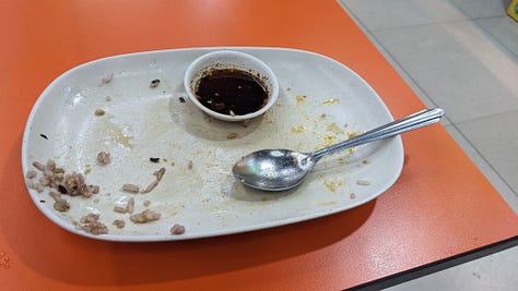 a trio of empty plates!