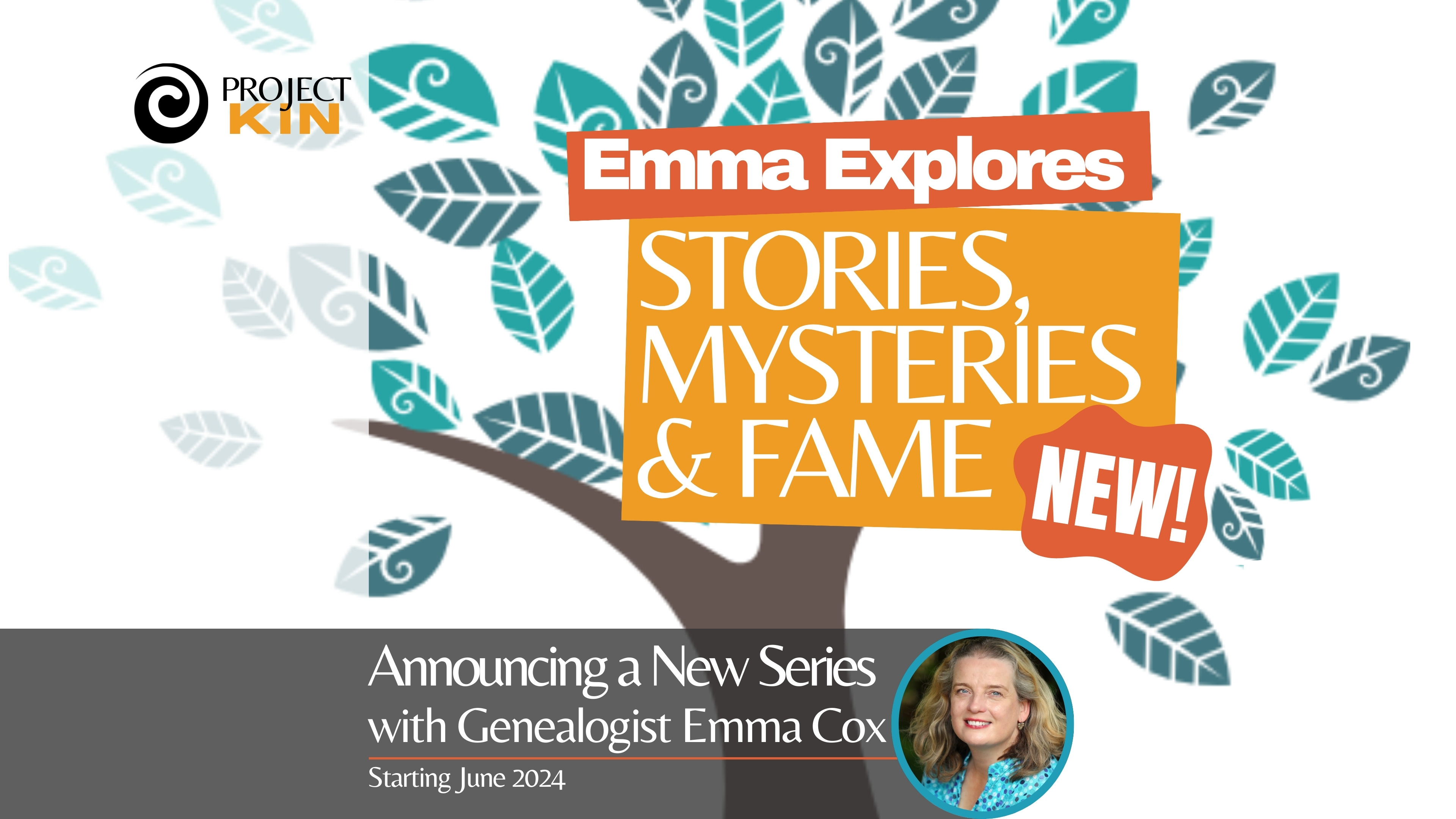 Graphic image referencing Emma Explores… Stories, Mysteries & Fame with Emma Cox