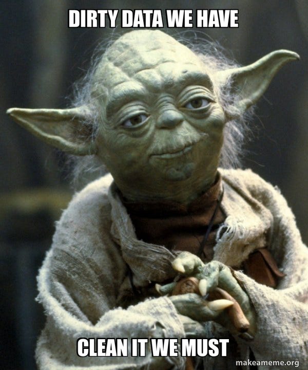 dirty data we have clean it we must - Yoda Meme Generator