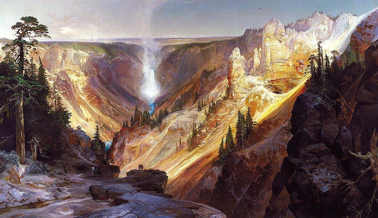 Golden canyon walls with waterfalls and steep cliffs Golden canyon walls with waterfalls and steep cliffs