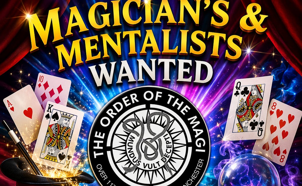 Manchester Magic Club & Magical Society for Magician's The Order of the Magi now on ALL Major Social Media Platforms - Come Join Us...