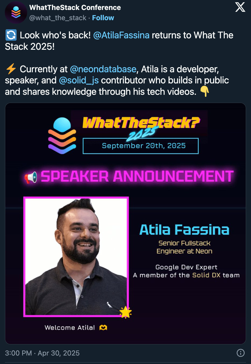 Atila will speak at What the Stack