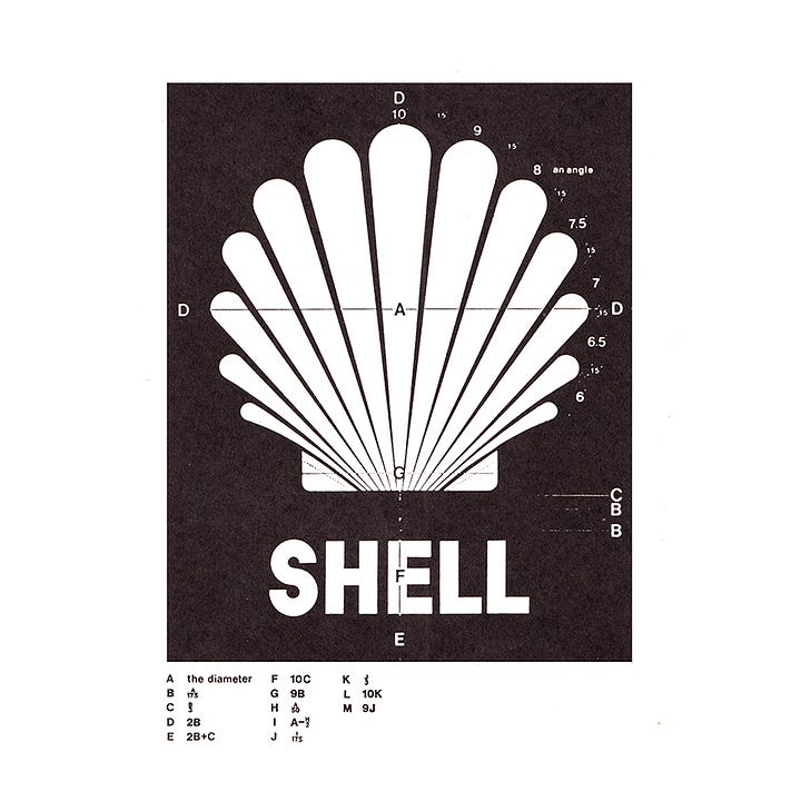 Shell logo and corporate identity proposal by Japanese designer Yusaku Kamekura
