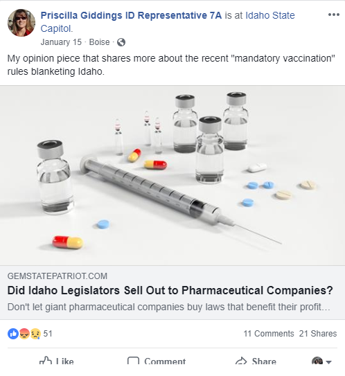 Priscilla Giddings ID Representative 7A Shares the Article She Published on Gem State Patriot Priscilla Giddings ID Representative 7A Shares the Article She Published on Gem State Patriot