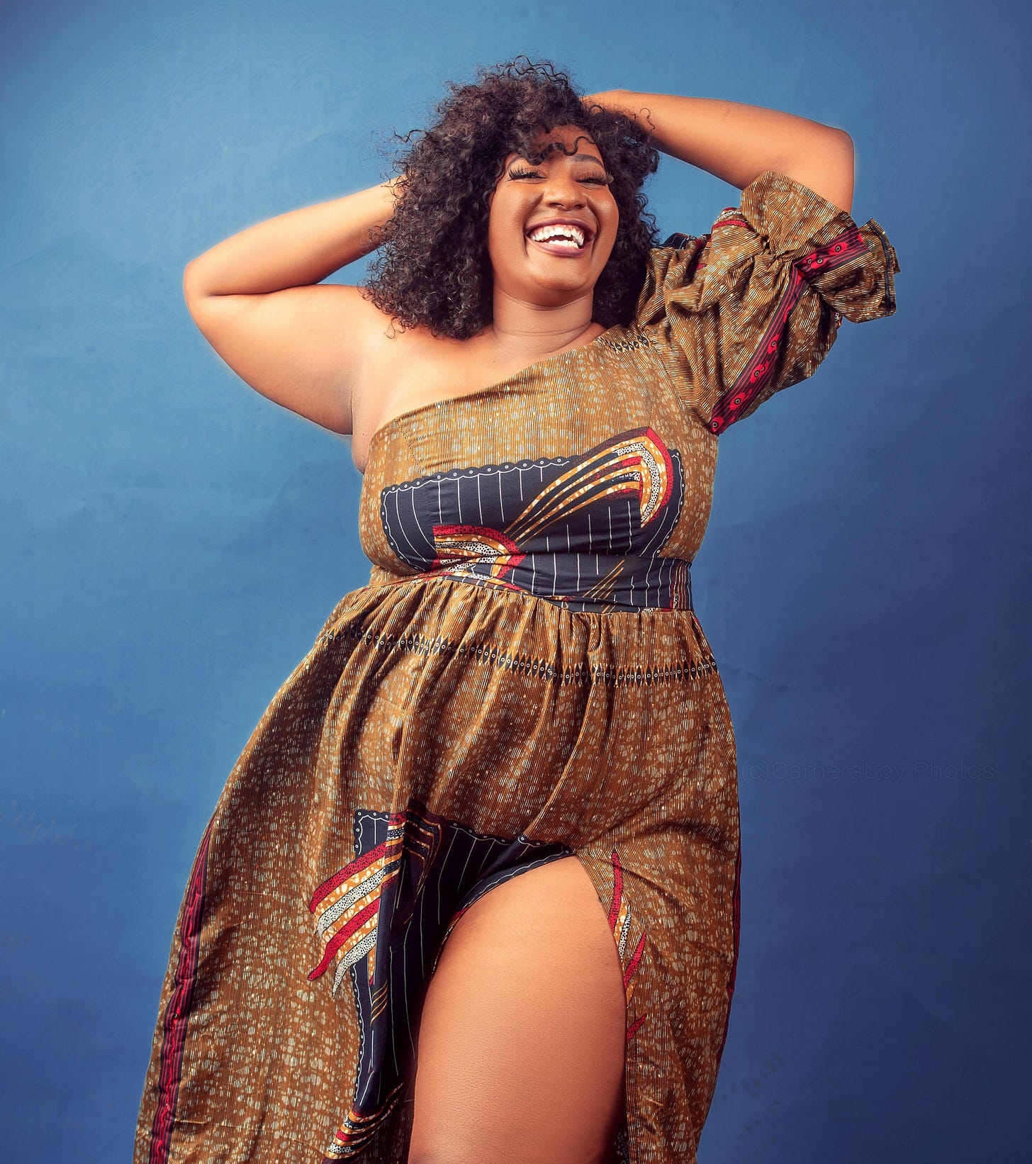 plus size woman celebrates her beauty