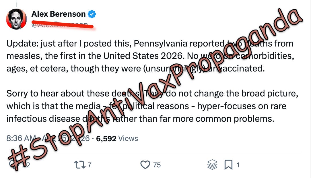 Alex Berenson should really stop talking about measles!