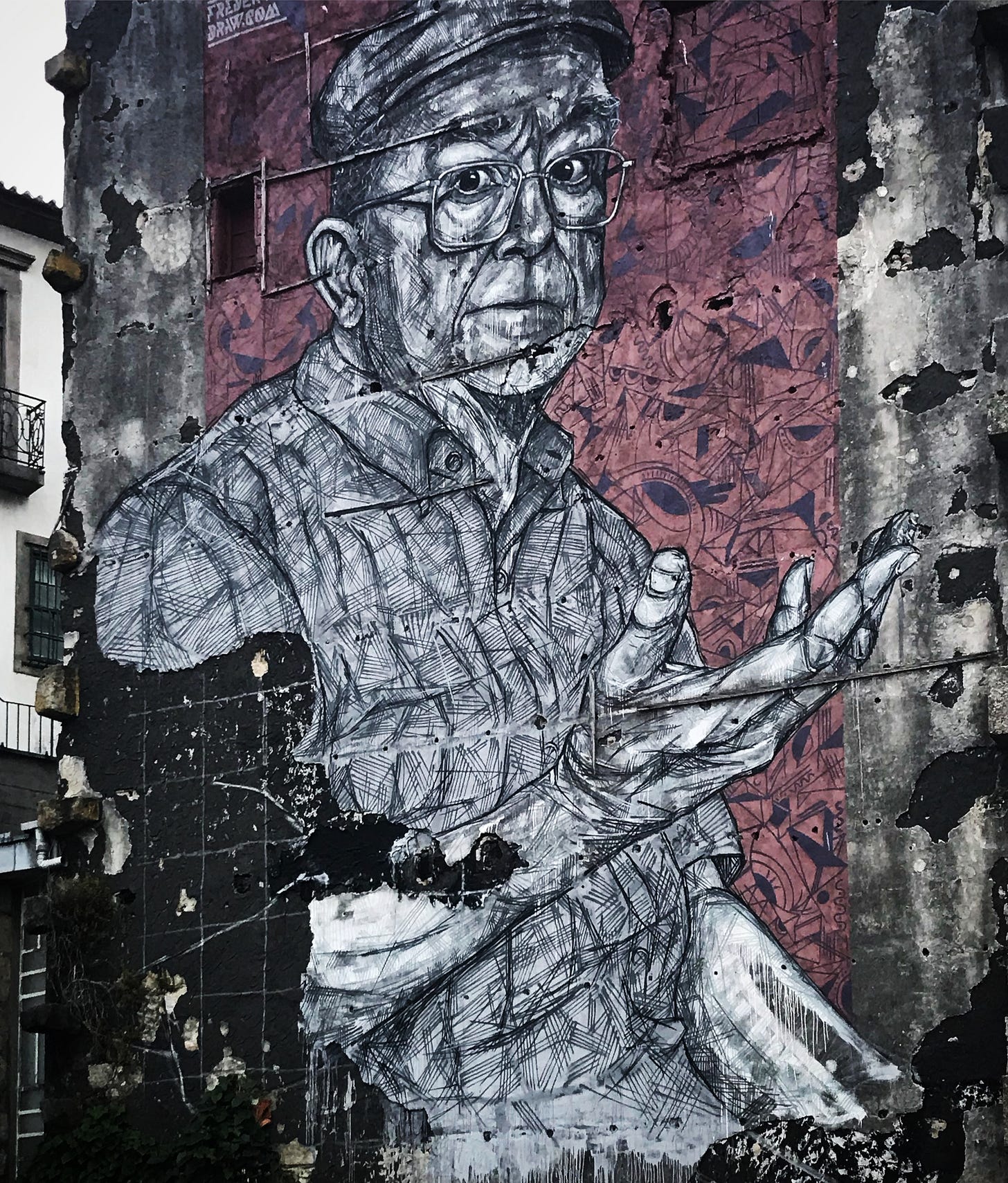 A welcoming street mural near the riverside. A welcoming street mural near the riverside.