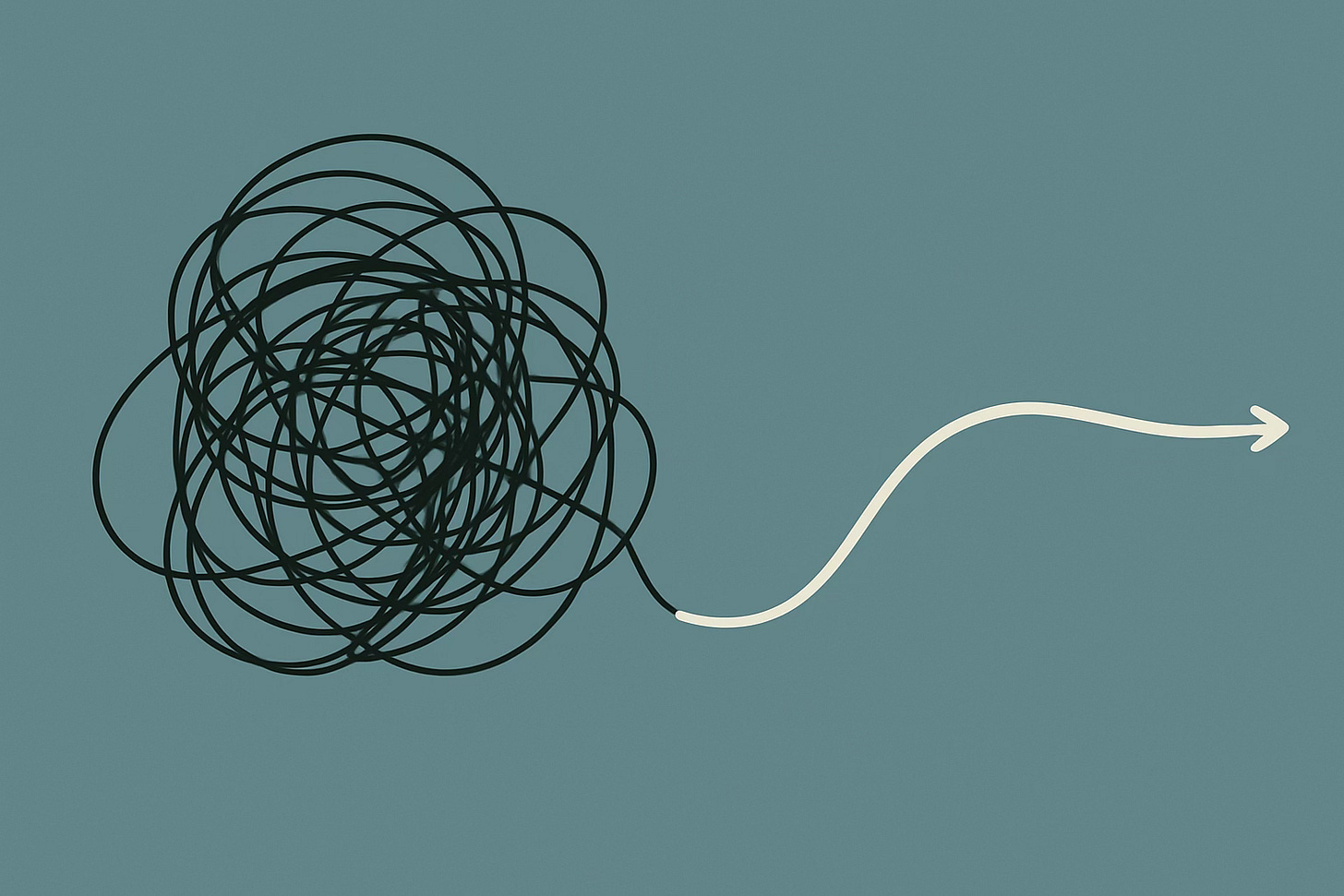 A diagram contrasting a tangled, chaotic mess of lines with a clean, 4-stage "Sustainability Maturity Curve" labeled Survival, Structure, Stability, and Strategic Growth.