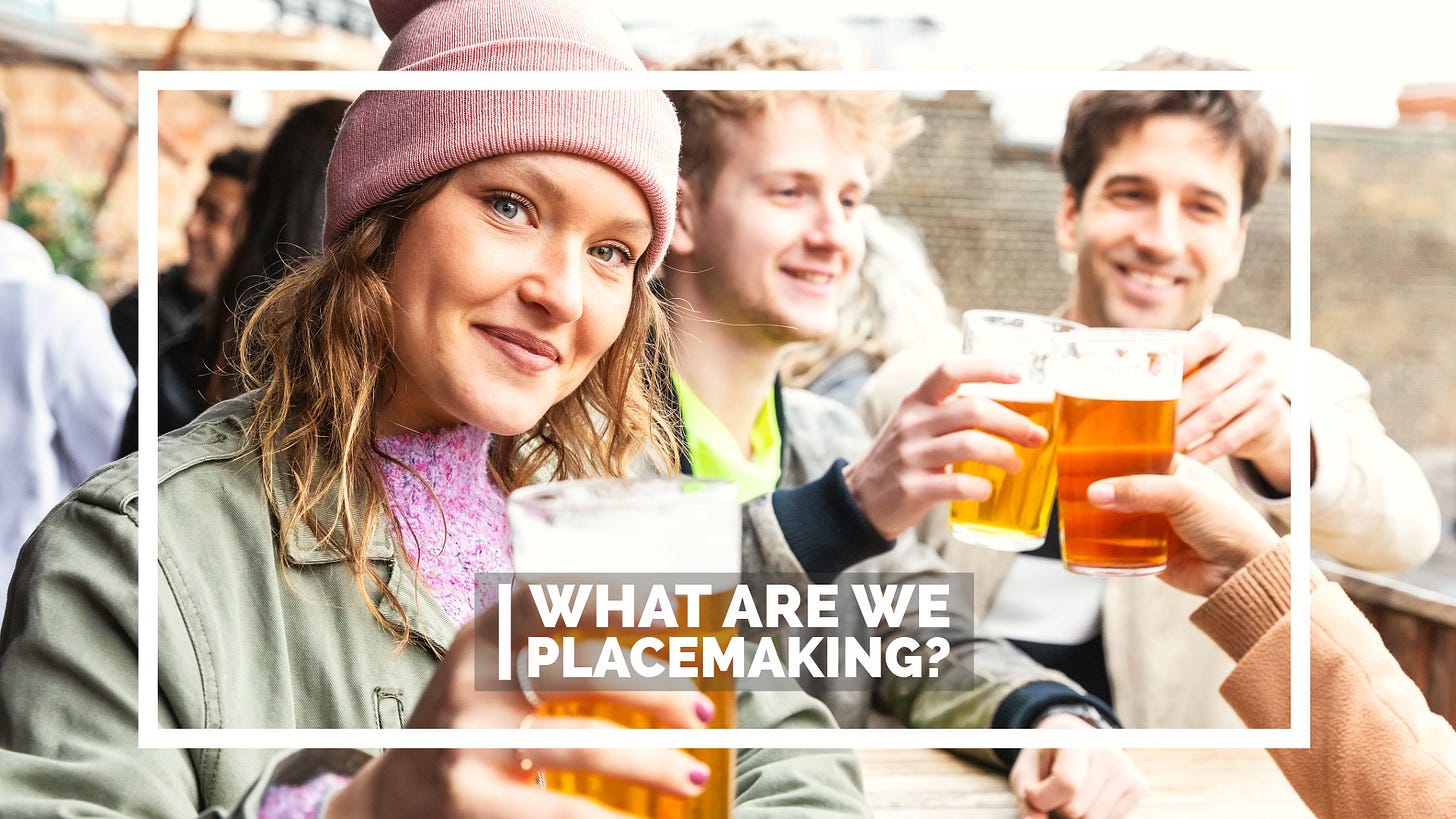 Friends enjoying a pint in a pub beer garden