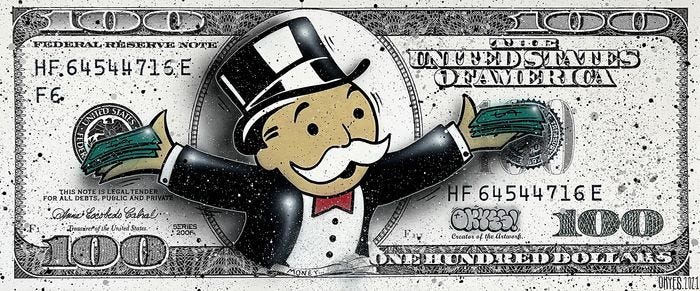 Okyes - Monopoly Man 100$ Bill - Catawiki