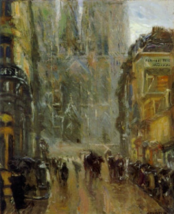 'Boulevard sous la pluie' - olieverf op doek: Maurits Niekerk