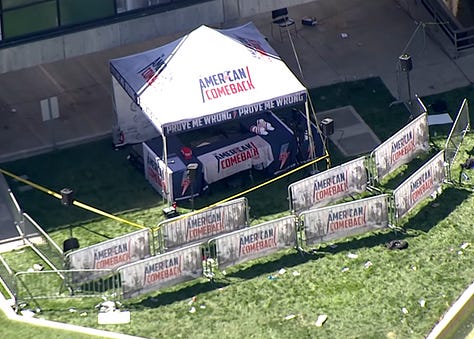 Imagery of recent political violence moments in the US