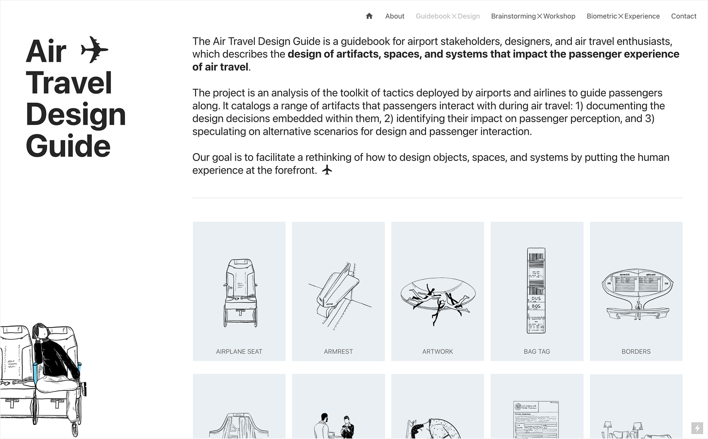a gallery of the artifacts, spaces, and system that impact a passenger's experience