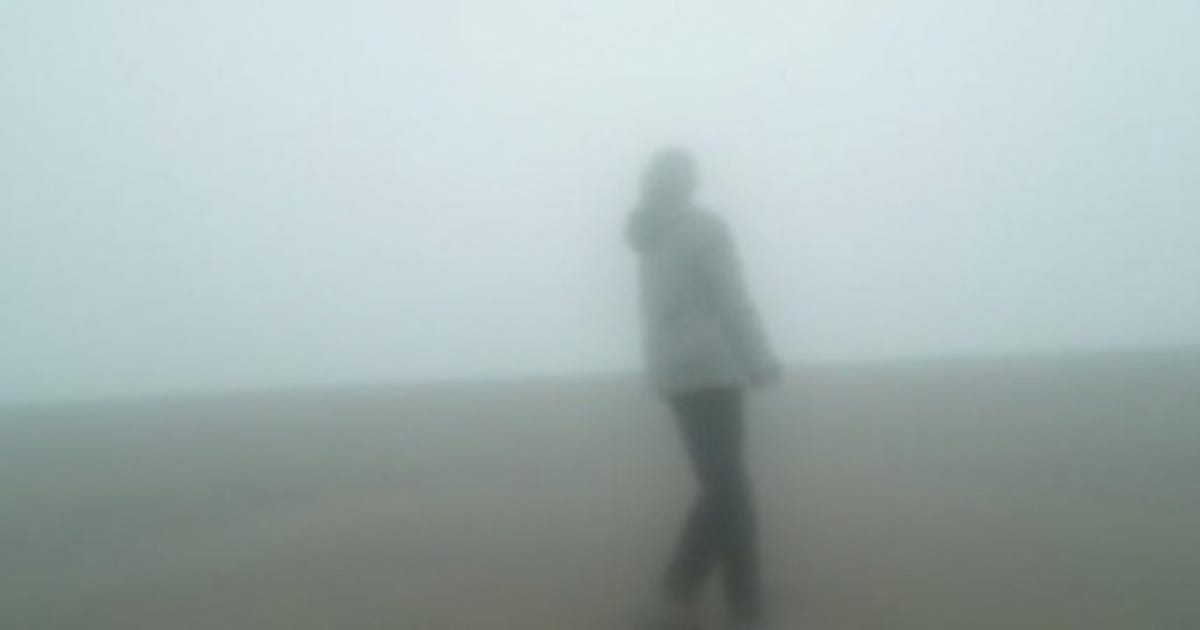 woman walking on the beach in a fog woman walking on the beach in a fog