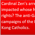 Cardinal Zen is arrested by CCP, will HK Catholic anti-Gay campaigns continue? 