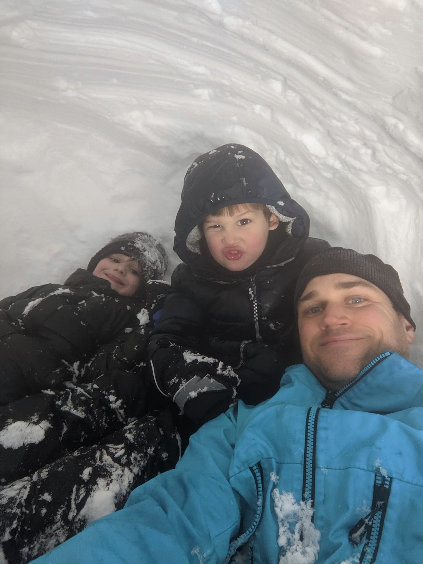 May be an image of 3 people, including Tim Southern and snow