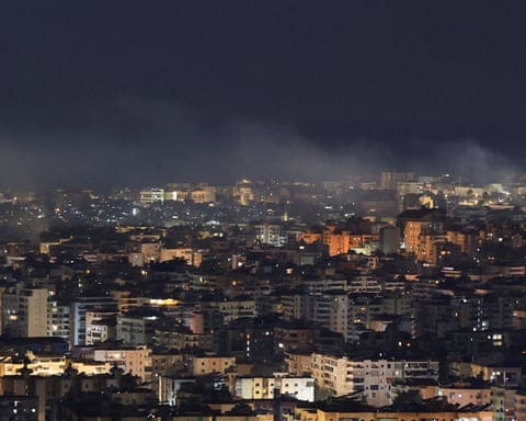 Smoke rises in Beirut's southern suburbs after Israeli strikes on Monday