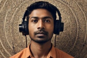 man wearing headphones