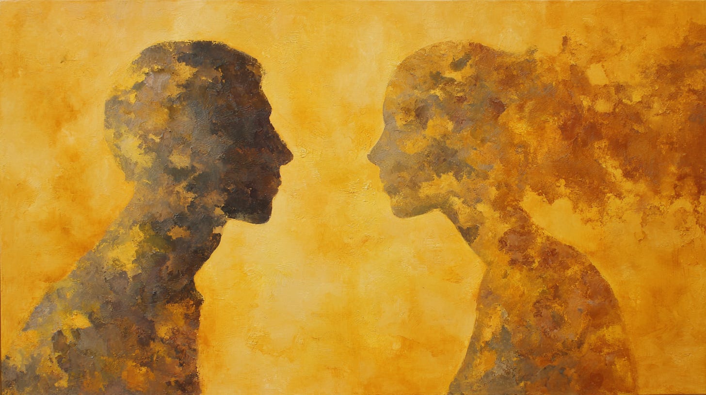 Abstract silhouette unmasking identity neurodiversity ADHD authenticity corporate masking career change.