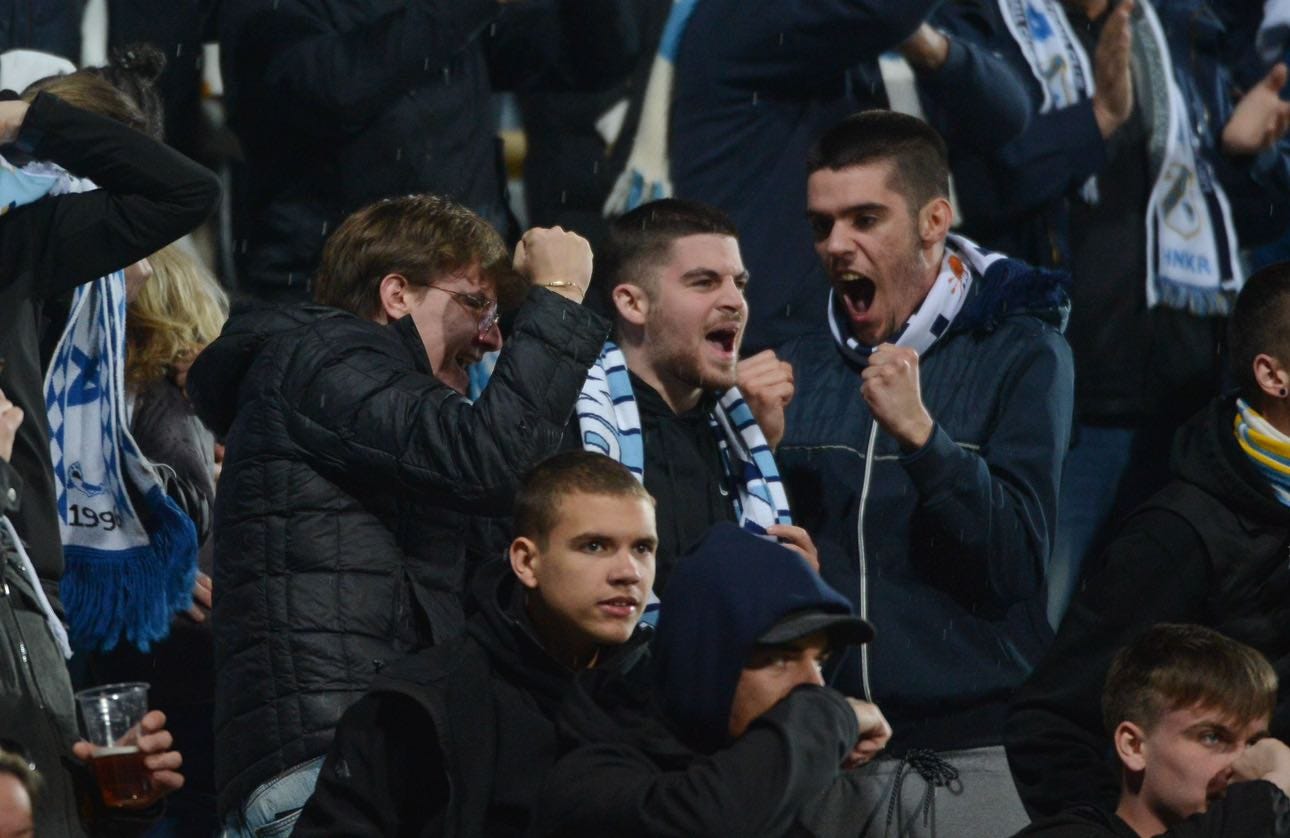 Rijeka fans celebrating against Gorica.