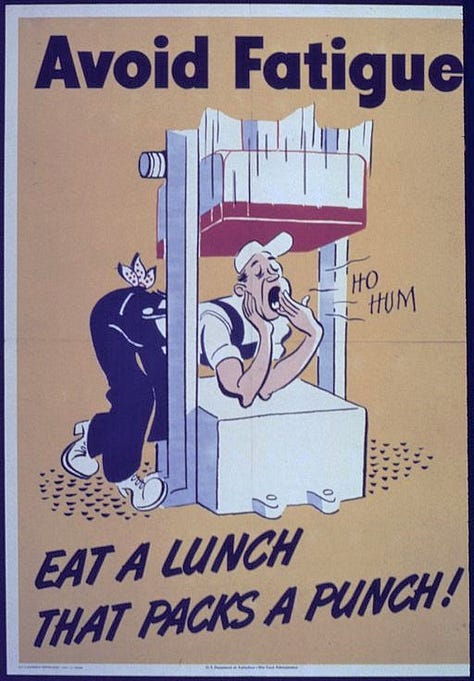 various ads promoting the importance of a healthy nourishing lunch