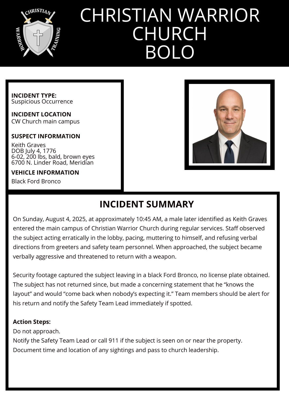 Church Security BOLO Guide – Includes Free Downloadable Template