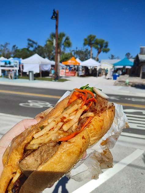 Fantastic food at a well-attended farmers market on West Dearborn in Englewood:Sarasota County:Florida