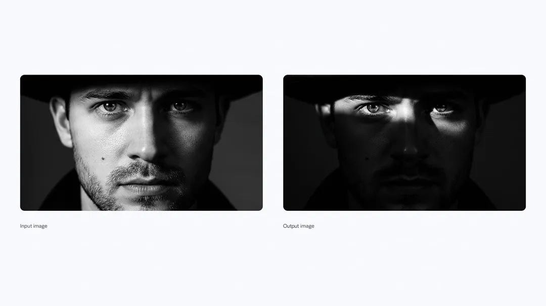 Changing the lighting on a man's face to just show the eyes