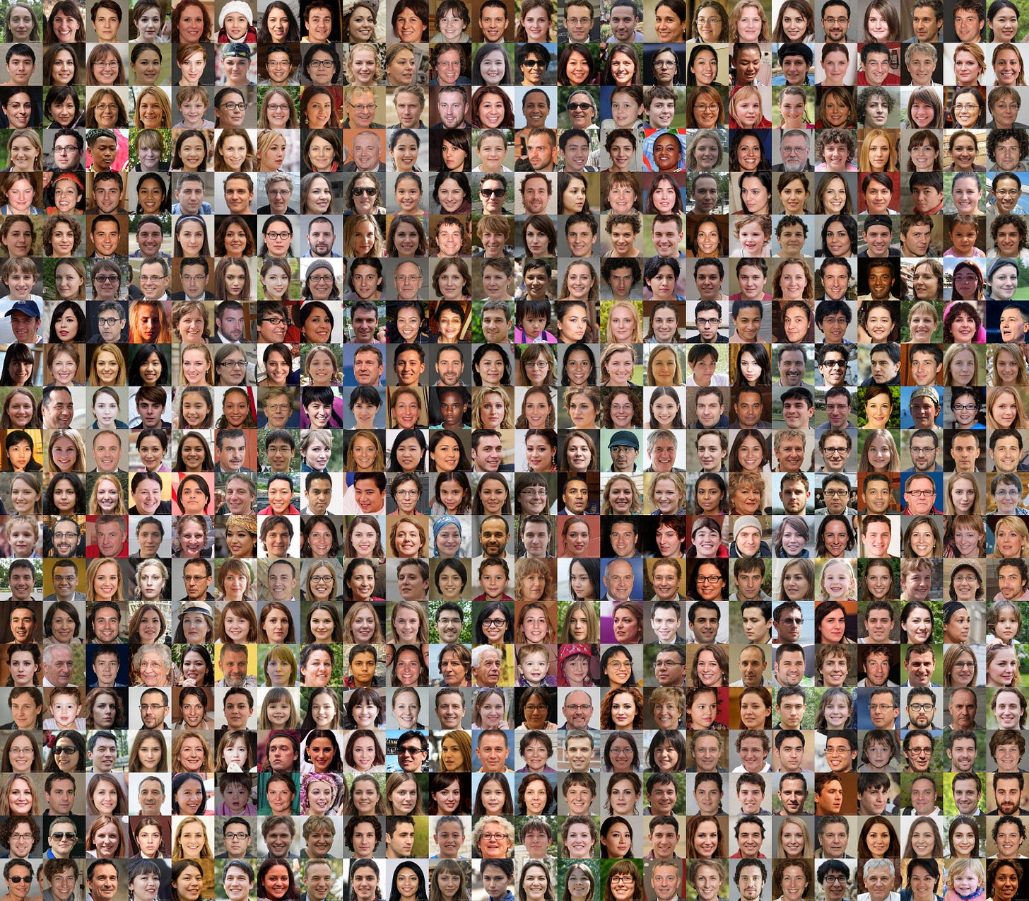 collage of GAN-generated faces from coupons.ivoicesoft.com