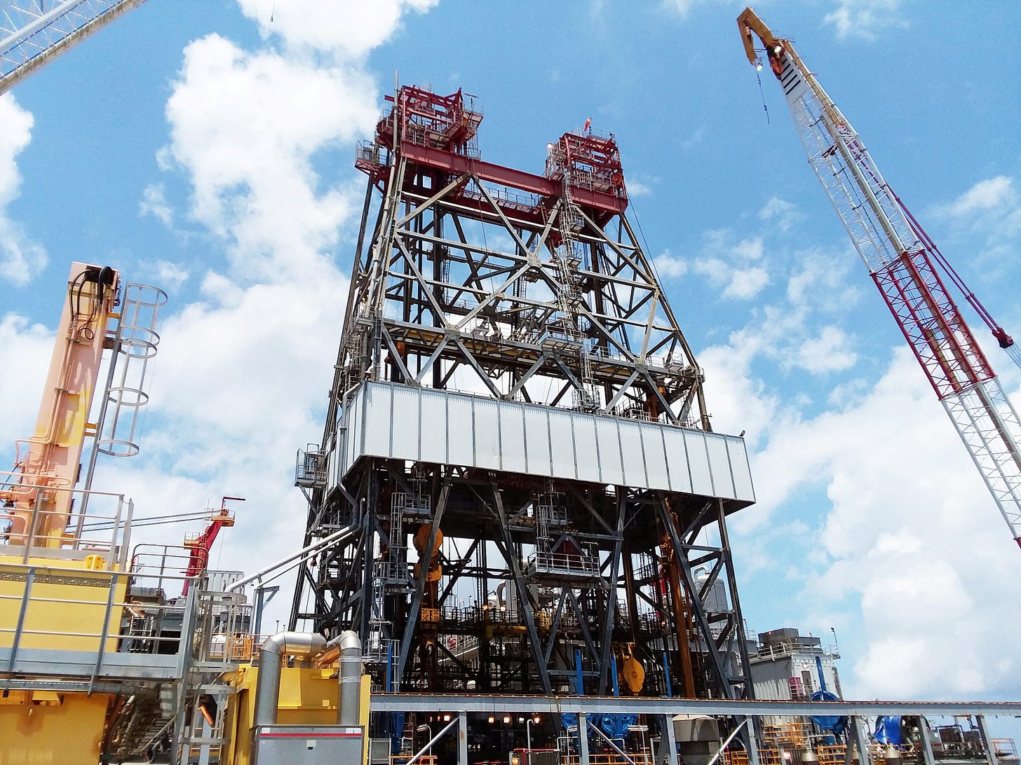A massive drilling derrick is pictured on BP's Thunder Horse Oil Platform in the Gulf of Mexico A massive drilling derrick is pictured on BP's Thunder Horse Oil Platform in the Gulf of Mexico
