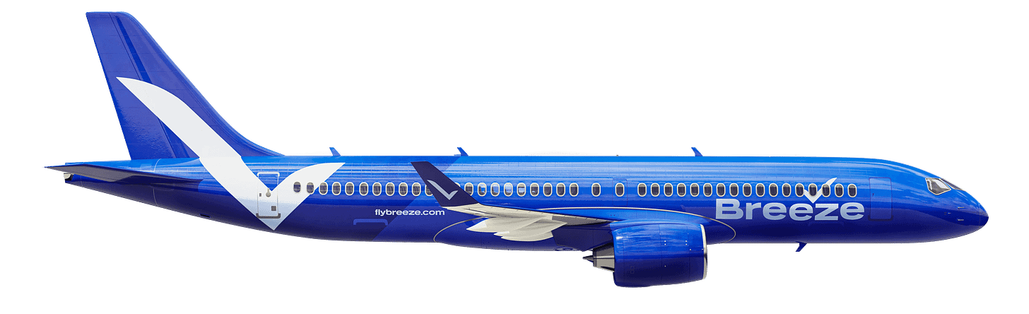 Breeze Airways Airbus A220-300 at gate Breeze Airways Airbus A220-300 at gate