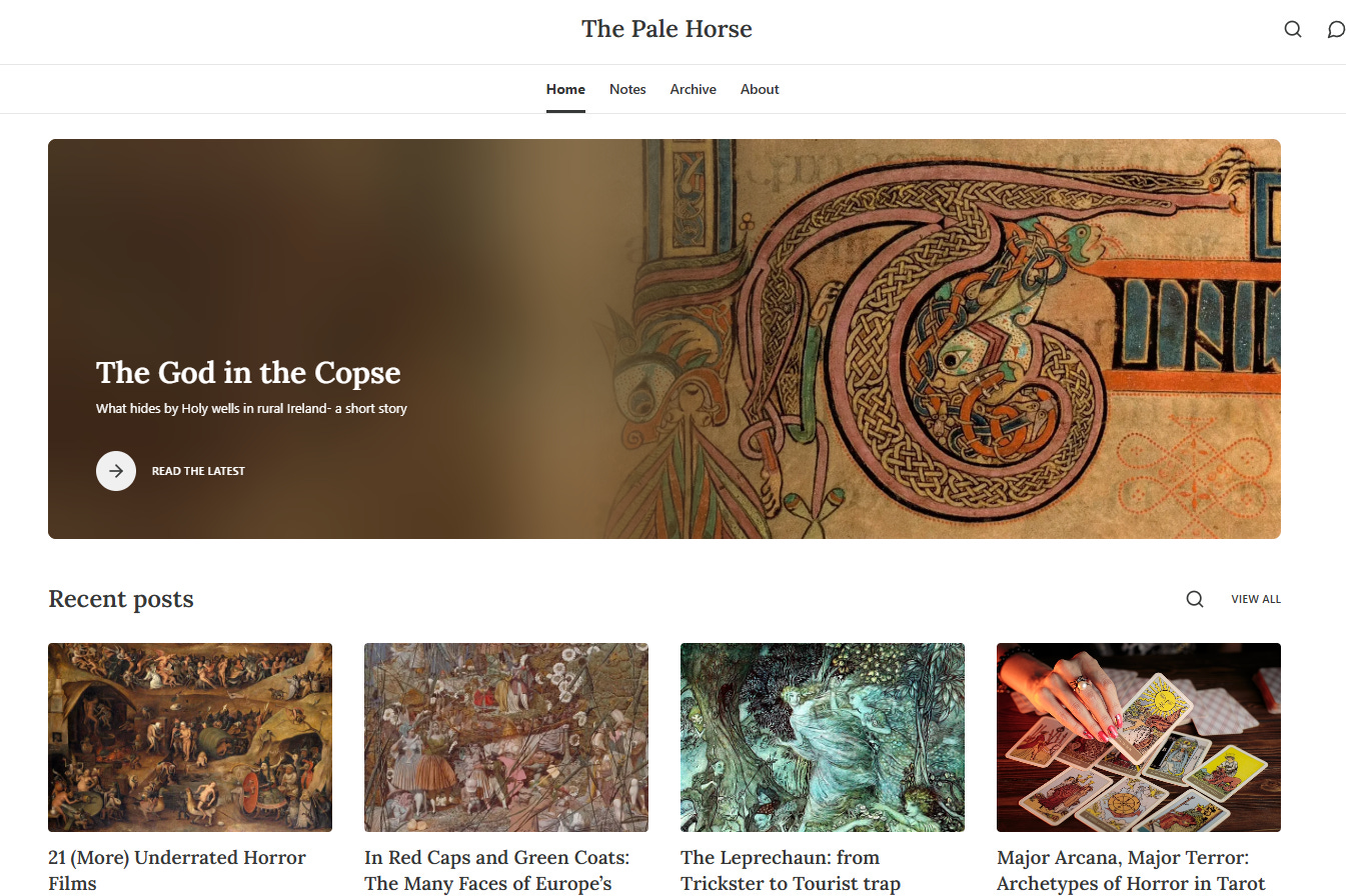 A screenshot of The Pale Horse substack