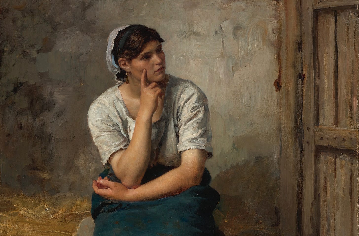 peasant girl thinking