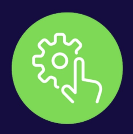 Gear and hand tactile icon
