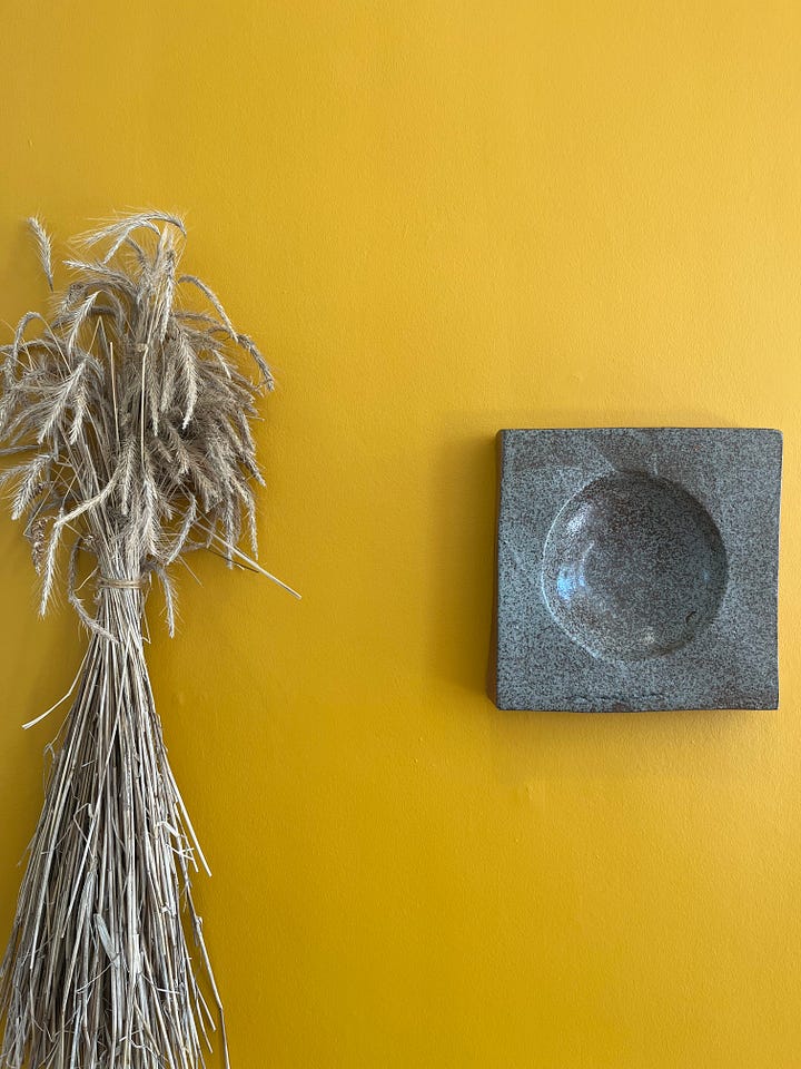 1. Adam Johnston + Raeburn Brick Limited -- Raeburn Vase / Scottish-sourced clay brick vases; 2. Eleanor White -- Quern / Lauriston Farm clay, mixed grog, Granton Rouge d’Ecosse wheat + Fulltofta Evolutionary Rye ash glaze with bushel of wheat.