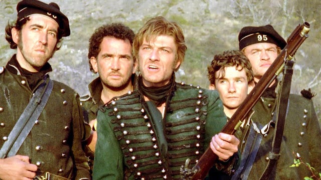 Sean Bean as Sharpe with his men Sean Bean as Sharpe with his men