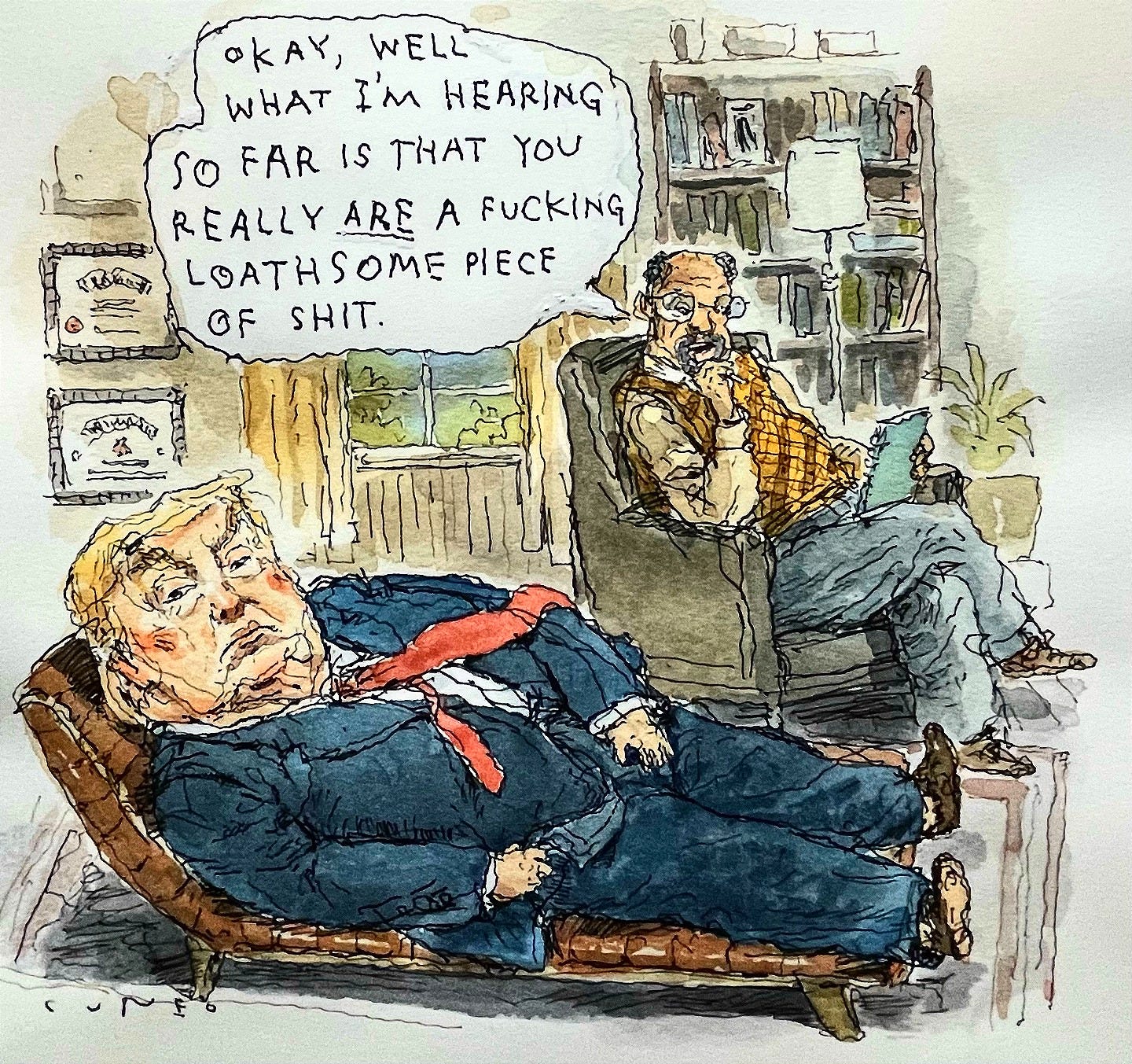 May be a doodle of the Oval Office and text that says 'OKAY, WELL WHAT I'm HEARING so FAR IS rHAT YOU REALLY ARE A FUCKING LOATHSOME PIECE OF SHIT. አትራት！ የ ニカ'