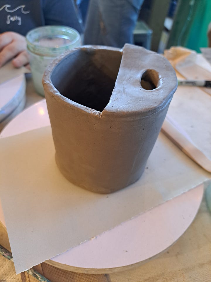 Photos of the process of making my clay tumbler