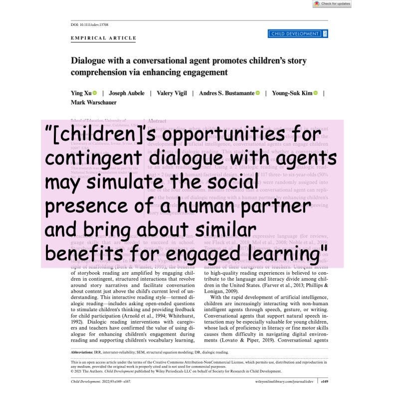 Dialogue with a Conversational Agent Promotes Children's Story Comprehension via Enhancing Engagement