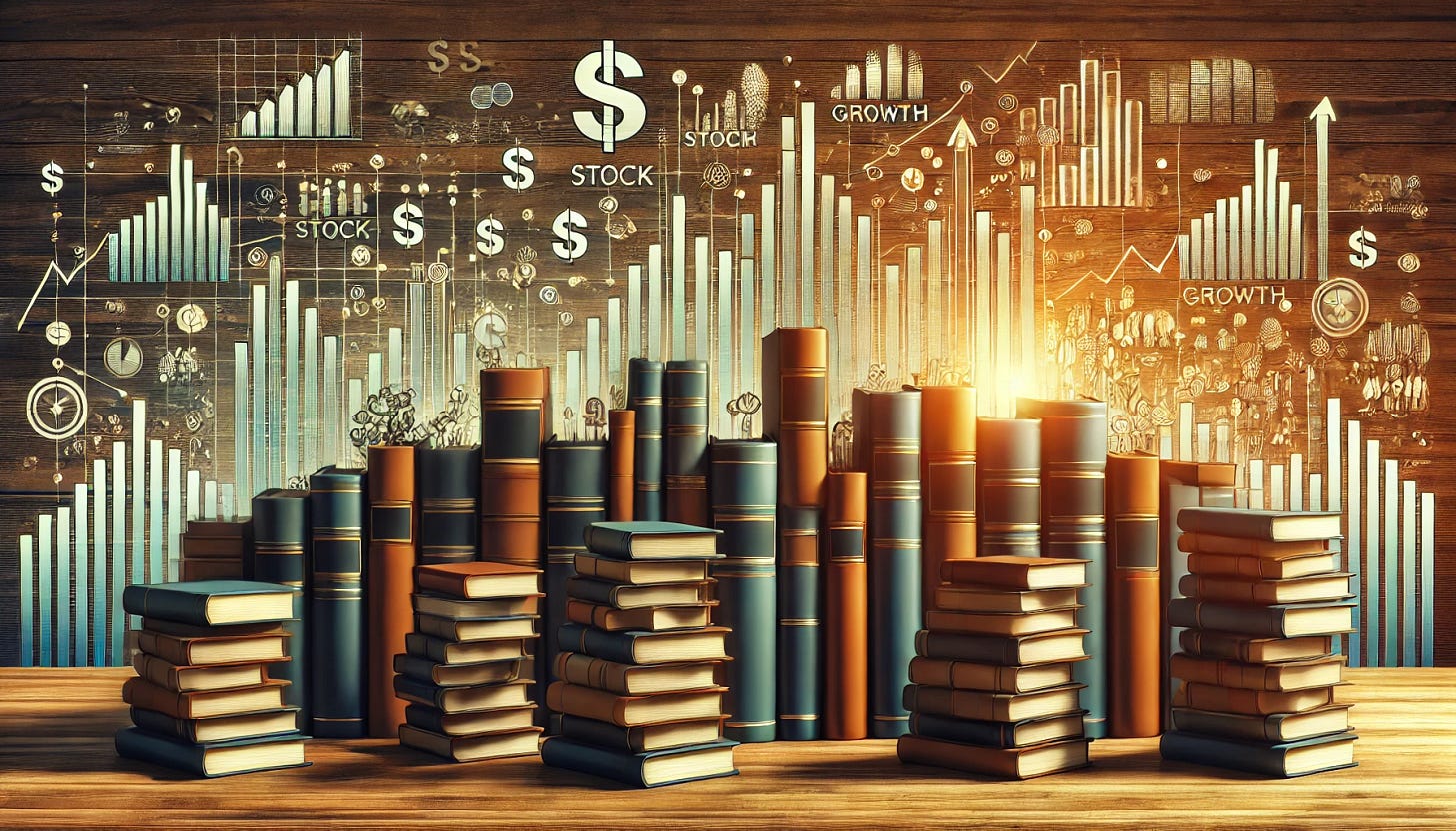 Stacks of books and growth charts