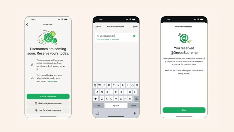 Novidade: uso de handles no Whatsapp - Imagem: Meta (Divulgação) para uso na Arena Tech.