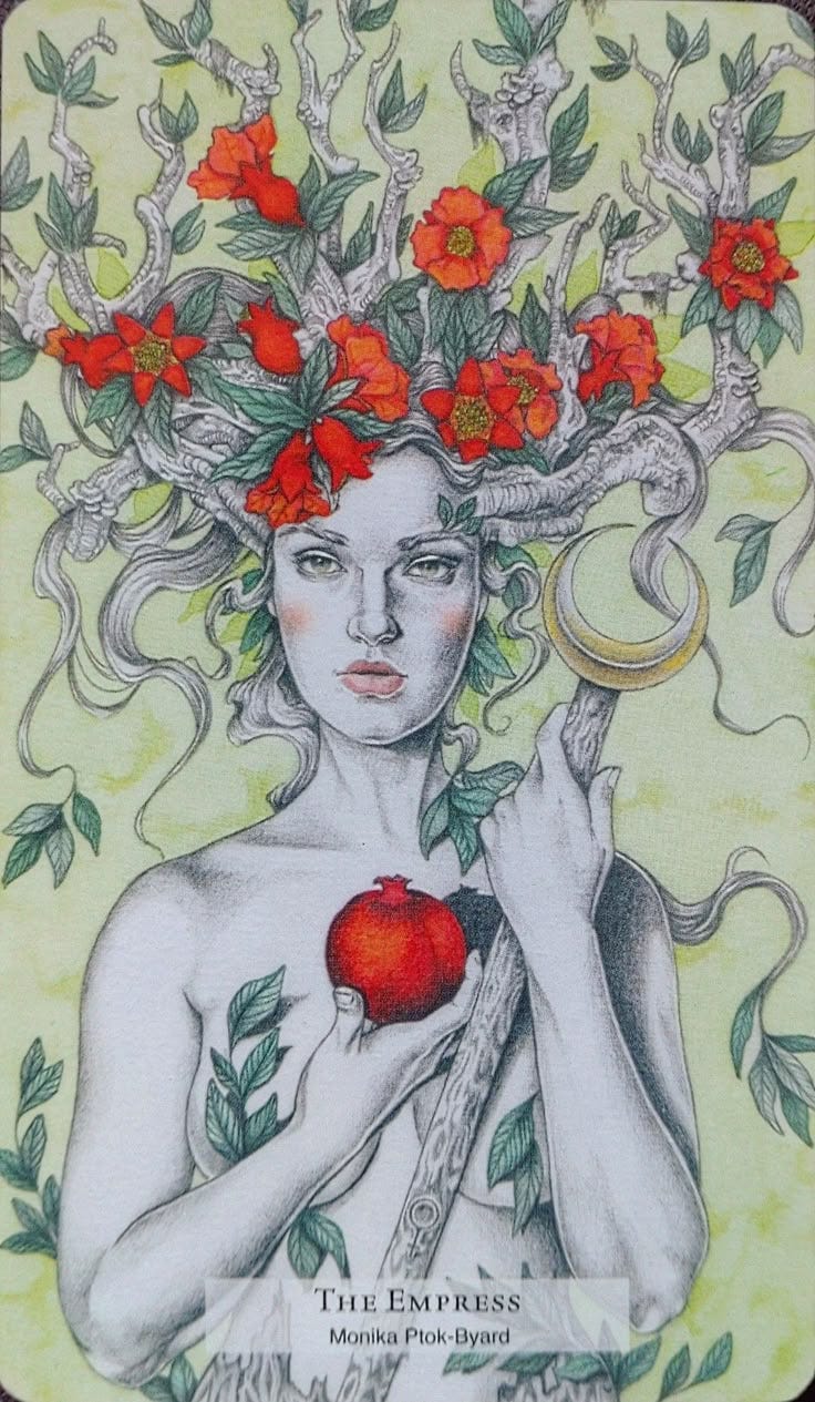 This may contain: a drawing of a woman holding an apple with red flowers on her head and the words truth behind it