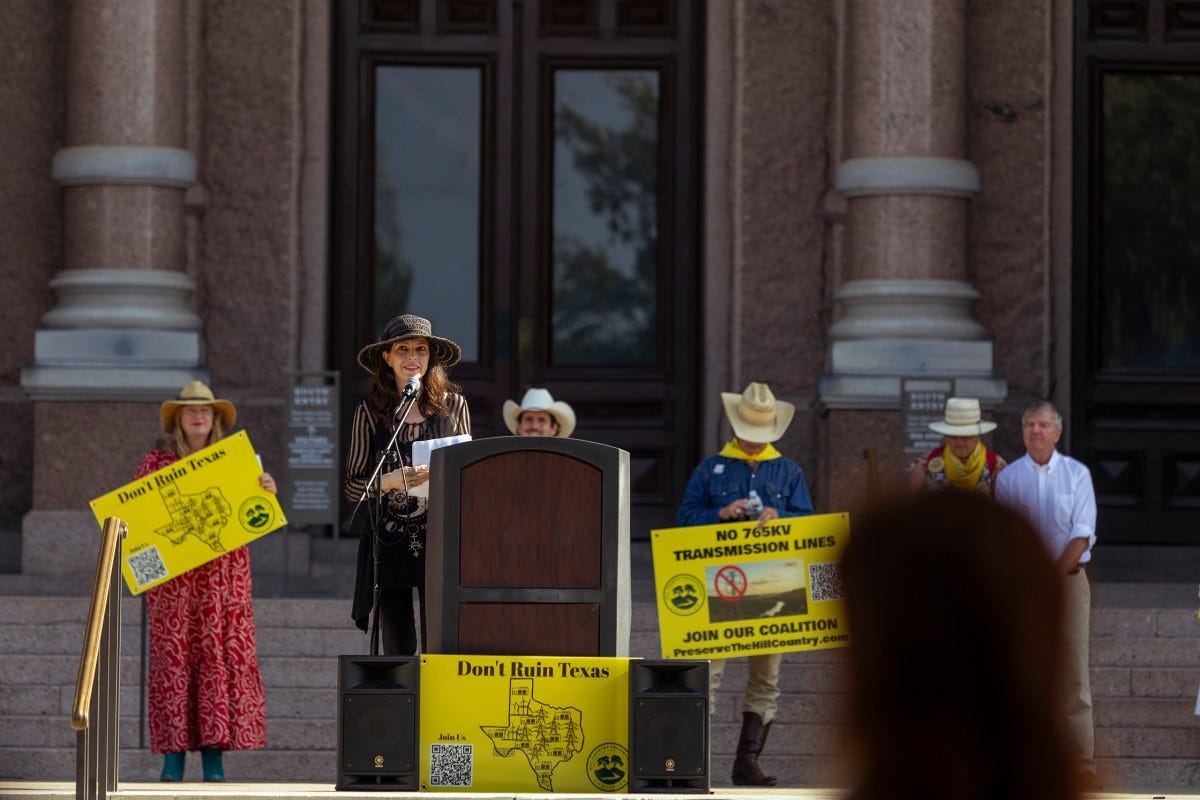 Amy Nelson, Willie Nelson’s daughter, reads a letter from her father and speaks at a rally on the Texas Capitol steps before a House State Affairs committee hearinng on data centers and 765-kV transmission lines on Wednesday, Aug. 19th, 2026. Amy Nelson, Willie Nelson’s daughter, reads a letter from her father and speaks at a rally on the Texas Capitol steps before a House State Affairs committee hearinng on data centers and 765-kV transmission lines on Wednesday, Aug. 19th, 2026.