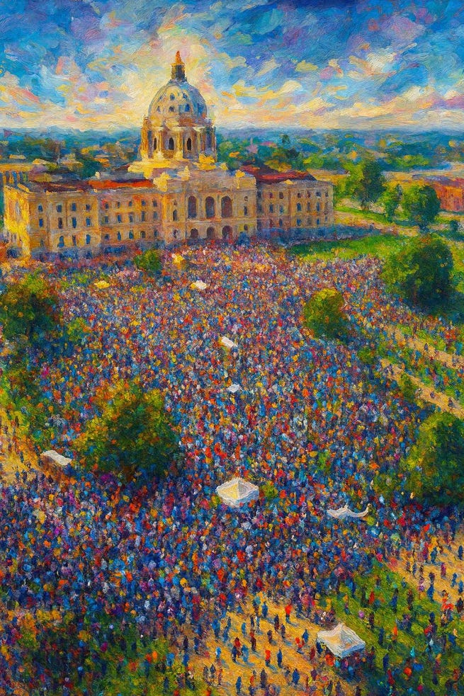 Beautiful art of large protest