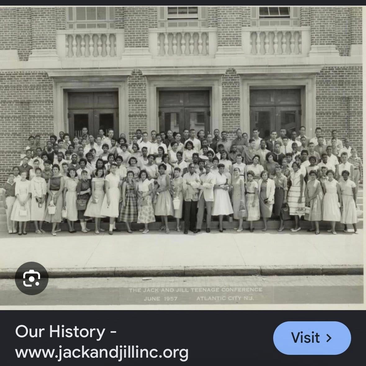 May be an image of text that says 'THE JACK THEJACKAND.JILTEMAGE.CONFERENCE AND TEENAGE CONFERENCE JUNE 1957 ATLANTIC ATLANTICCITYN CITYNJ CITY N.J. Our OurHistory- History- www.jackandjillinc.org Visit >'