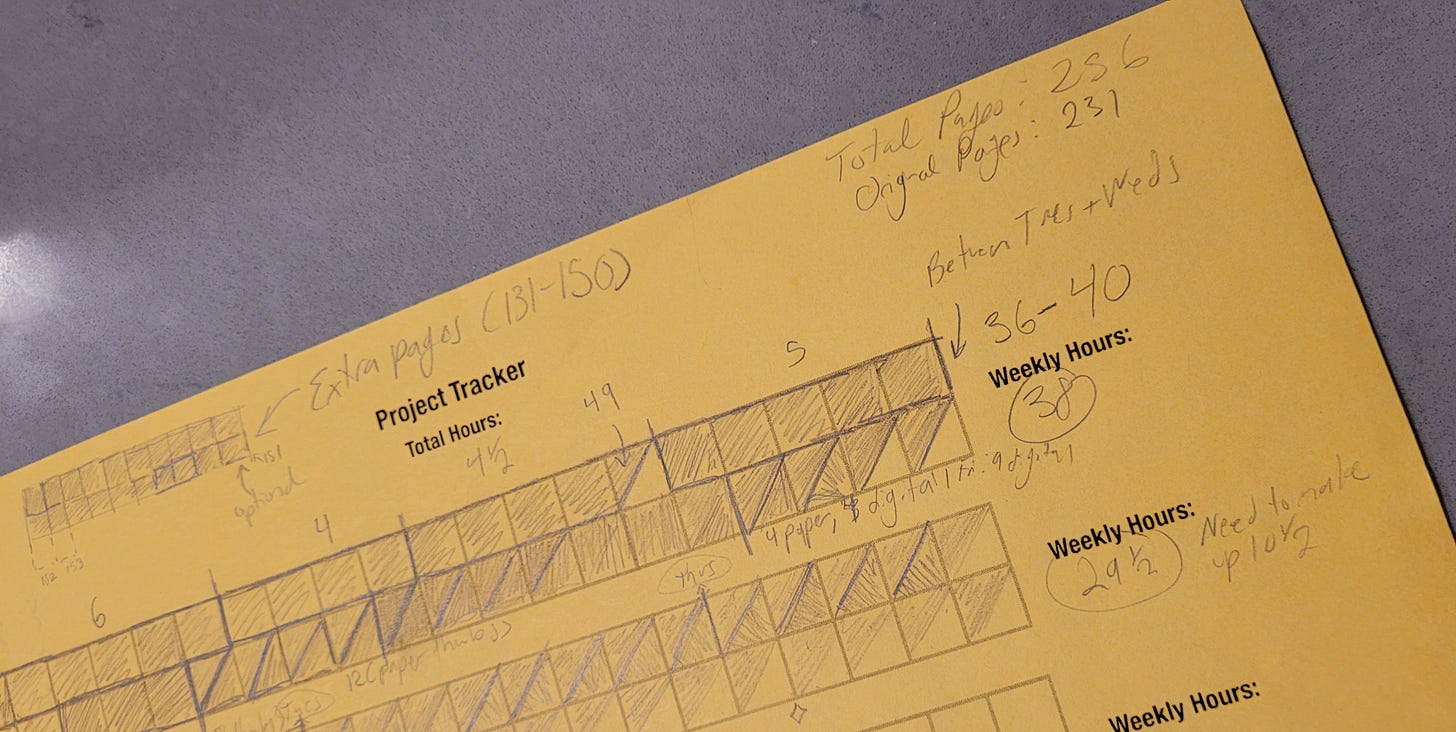 Closeup of project tracker