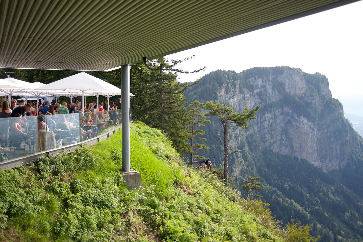 mountain view with people