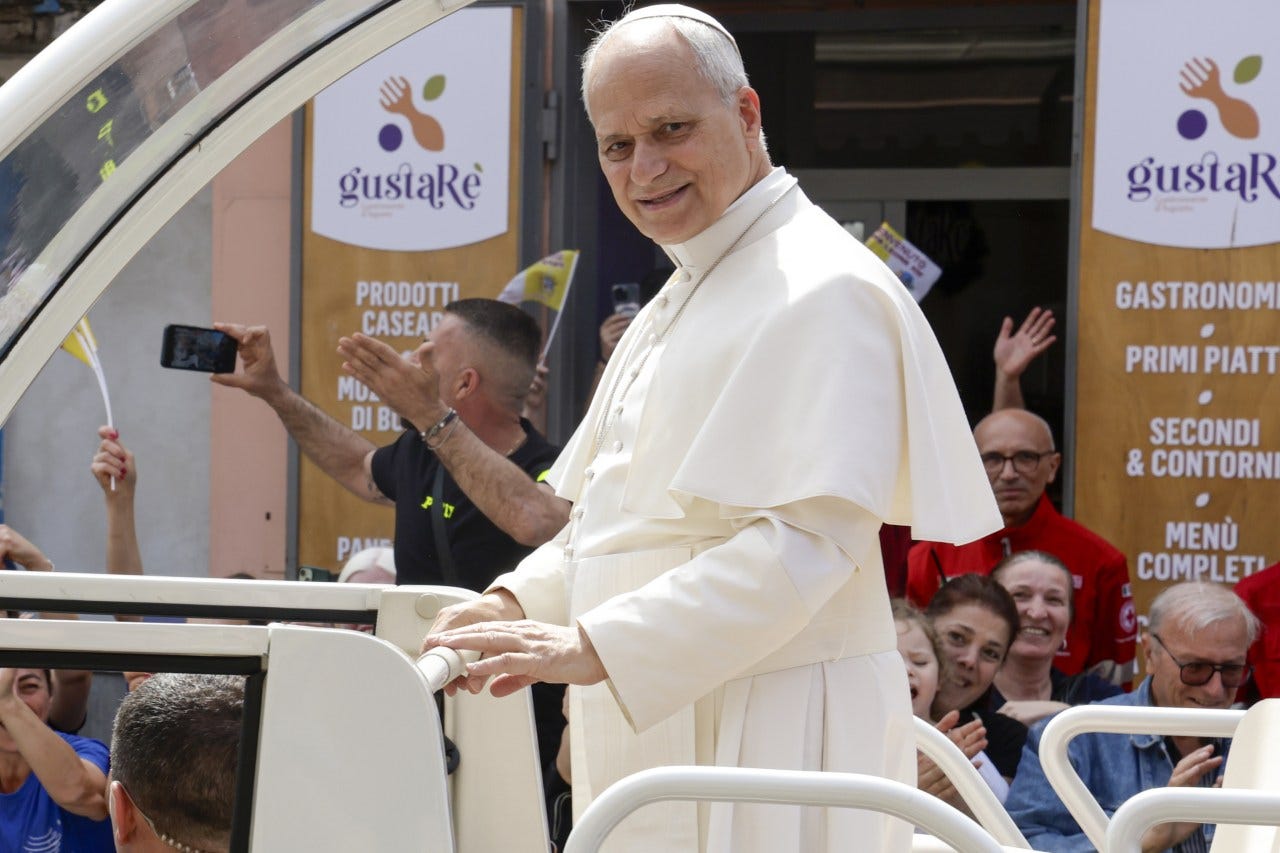 Pope Leo XIV in Acerra, Italy, on May 23. Pope Leo XIV in Acerra, Italy, on May 23.