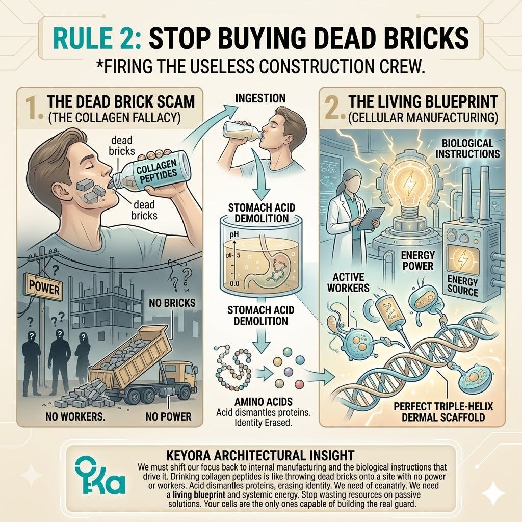 Collagen Fallacy and internal manufacturing integration drives ATP Synthesis and living blueprints to override the digestive annihilation of dead bricks. Collagen Fallacy and internal manufacturing integration drives ATP Synthesis and living blueprints to override the digestive annihilation of dead bricks.