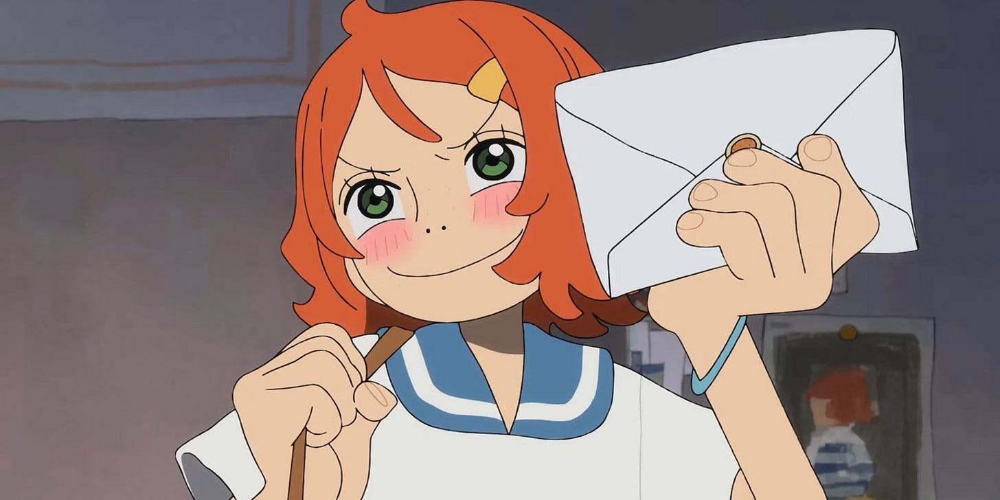 Nami's fan holding the letter she wrote for her.-1 Nami's fan holding the letter she wrote for her.-1